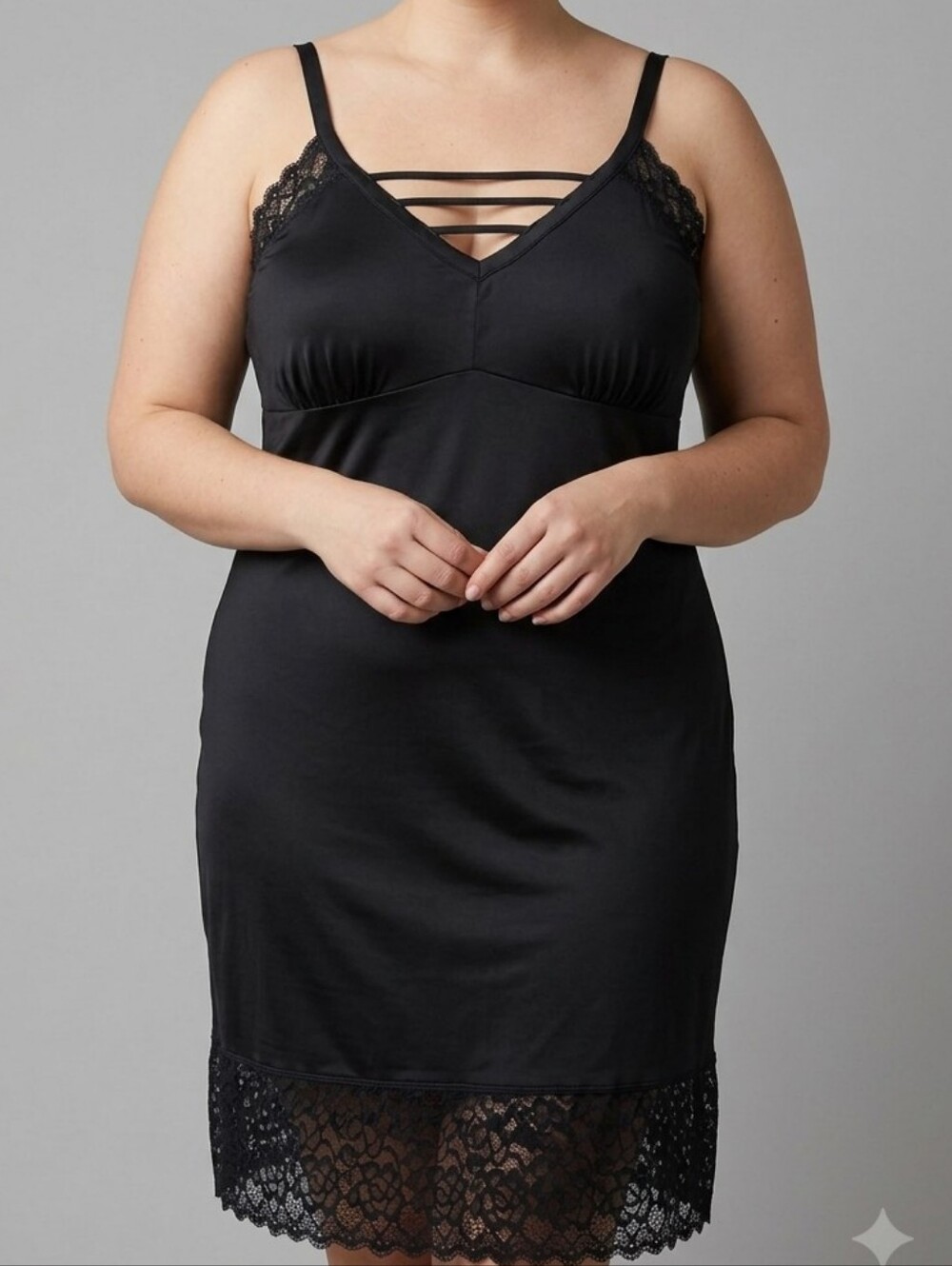 Deesse Lingerie Black Lace Trim Chemise